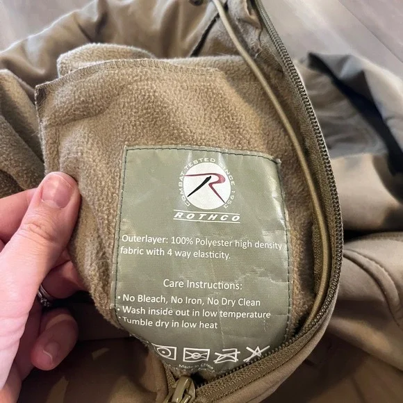 Rothco Mens Spec Ops Soft Shell Jacket Coyote Brown Tactical Fleece Lined Size M - Picture 4 of 9